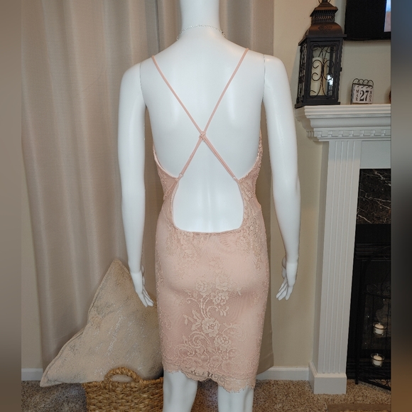 LOVERS + FRIENDS ART DECO LACE OVERLAY DRESS, BLUSH/CREAM XL - Picture 7 of 14